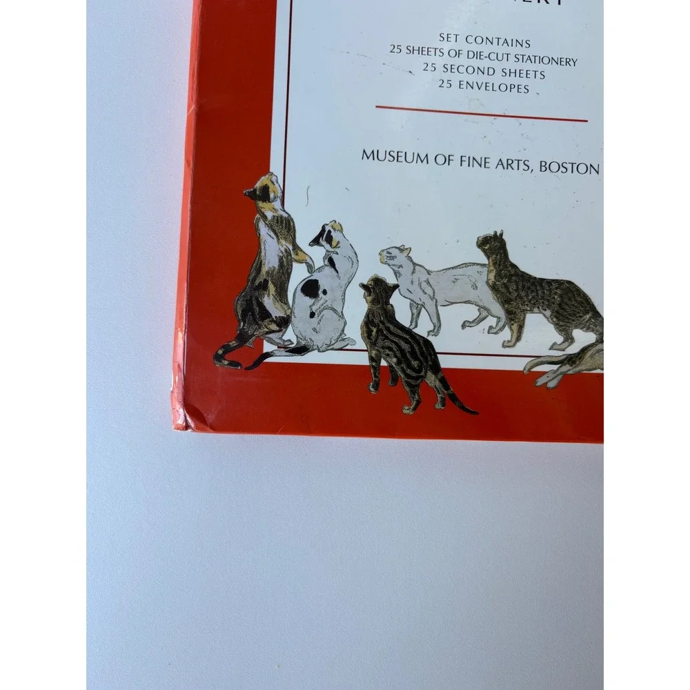 Museum of Fine Arts Boston Steinlen Cats Stationery Set Die-Cut Art Envelopes